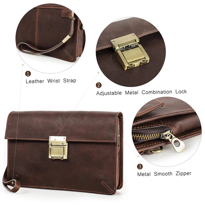 Contacts Leather Men Clutch Purse Bag, Mens Business Code Lock Wallet Anti  Theft Clutch Phone Holder Handbag Travel