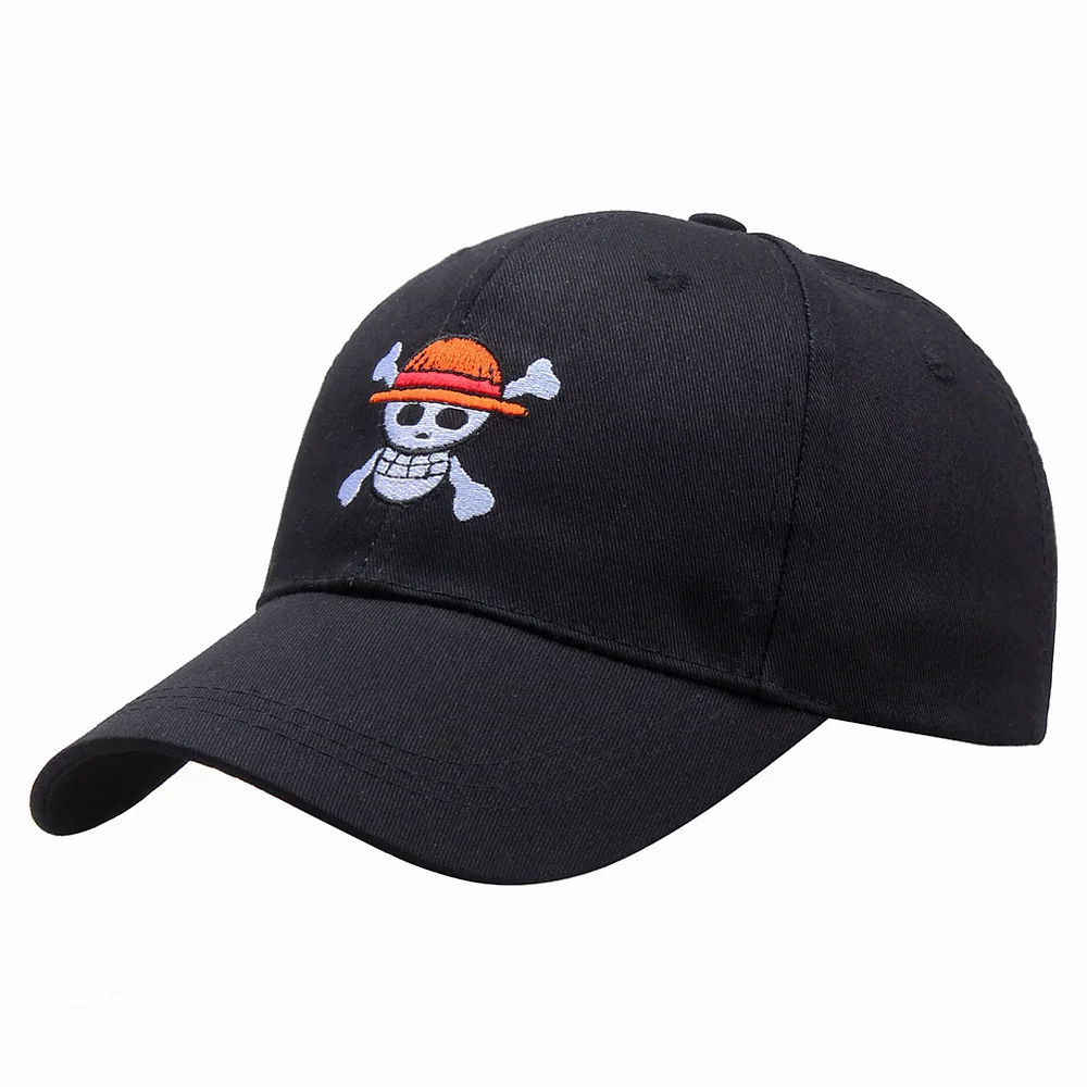 Cartoon Anime One Piece Pirate Flag Hat 100% Ricamo Berretto Da Baseball Unisex Fashion Outdoor Leisure Caps