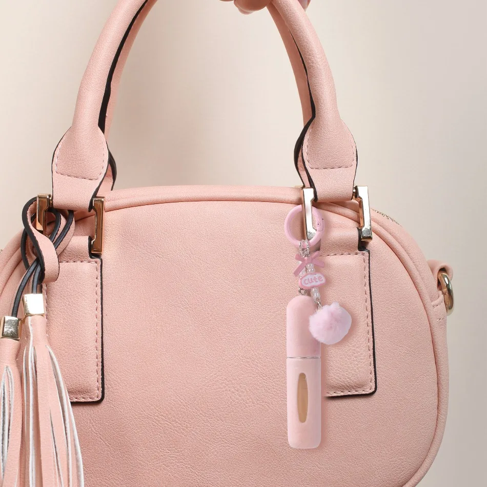 New Plush Perfume Keychain Bottle 5ML Refillable Mini Atomizer with Charger Base, Cute ... - SKU PPKB1100 - UGI Packaging