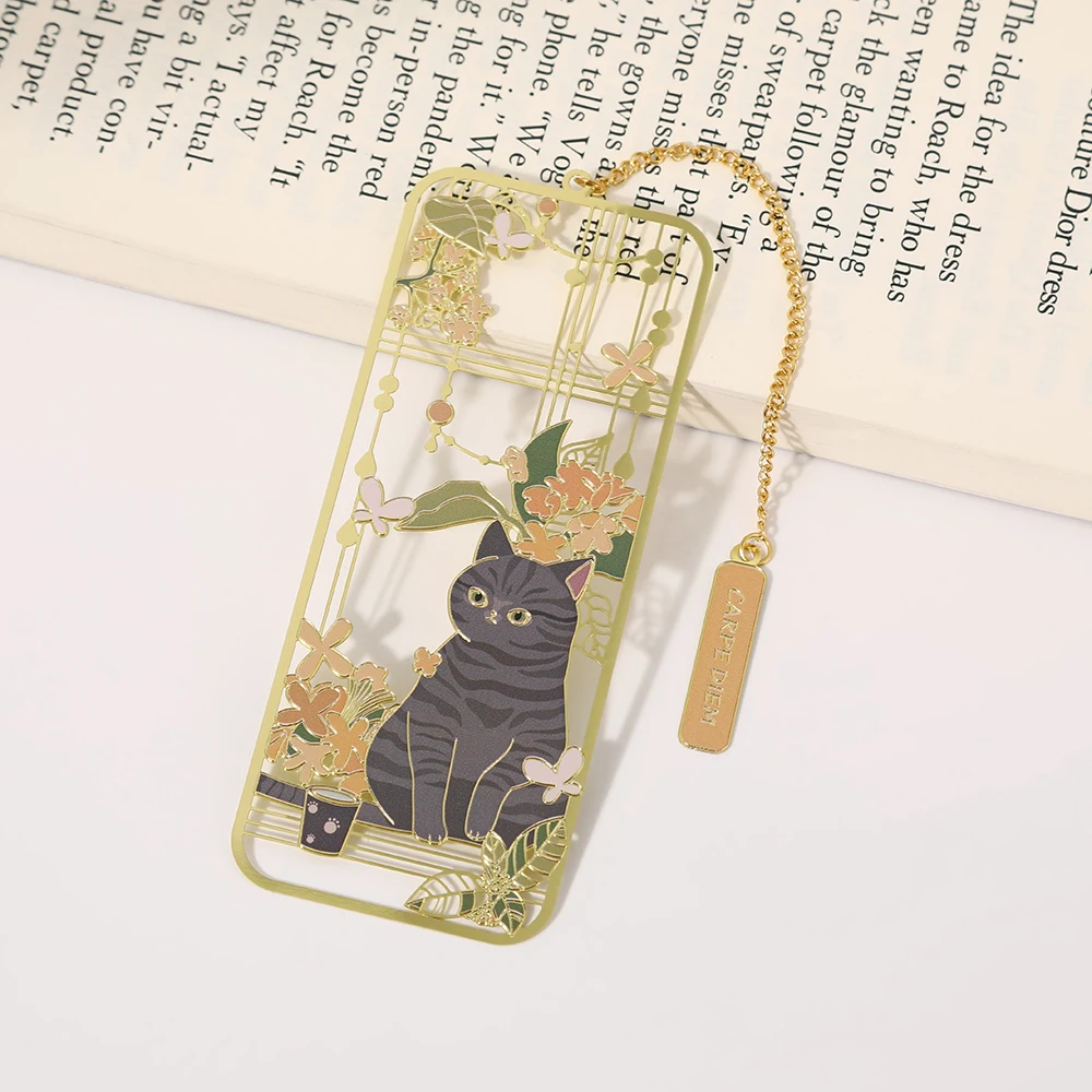 Metal Bookmark Lovely Cat Bookmark Brass Metal Classical Cute Style Student Gift Cultural and Creative Hollow 1PC for metal bookmark,animal bookmark