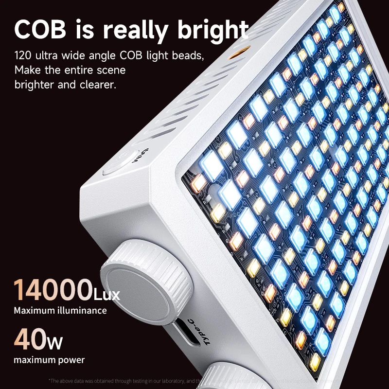 40W LED 비디오 조명 카메라 조명 2800K-9000K 휴대용 필 라이트 4400mAh 충전식 야외 브이로그 및 사진 촬영 조명