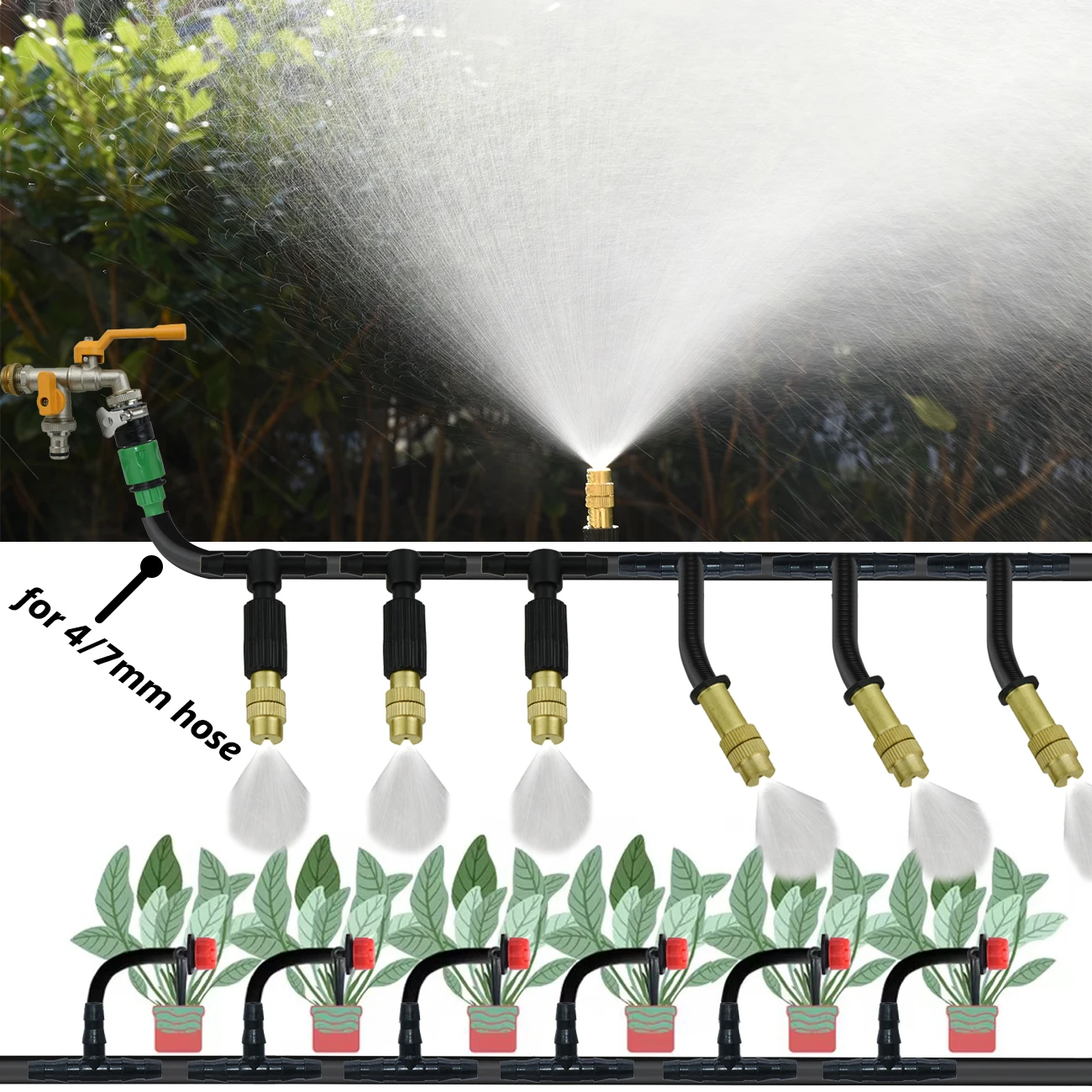 Automatic Watering System Kit for Gardens - Micro Drip Irrigation & Cooling Mist Spray