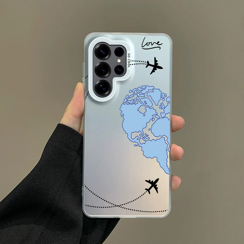 Silver IMD Cover with World Travel and Love Heart Design