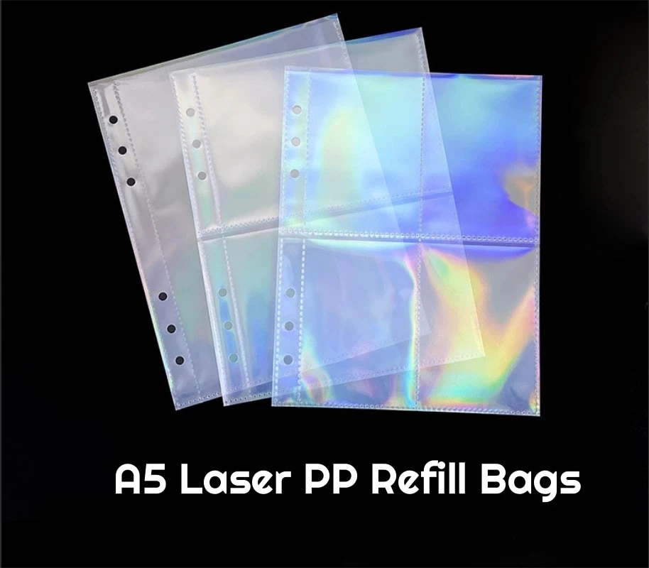 Sharkbang 10 Sheets  A5 A6 Binder Refill Bags 6 Hole Card Holder Postcards Ticket Photos Organizer Sticker Storage Bags 6