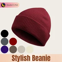 Autumn and Winter Solid Color Street Style Fashionable Warm Knitted Beanie Hat for Men and Women