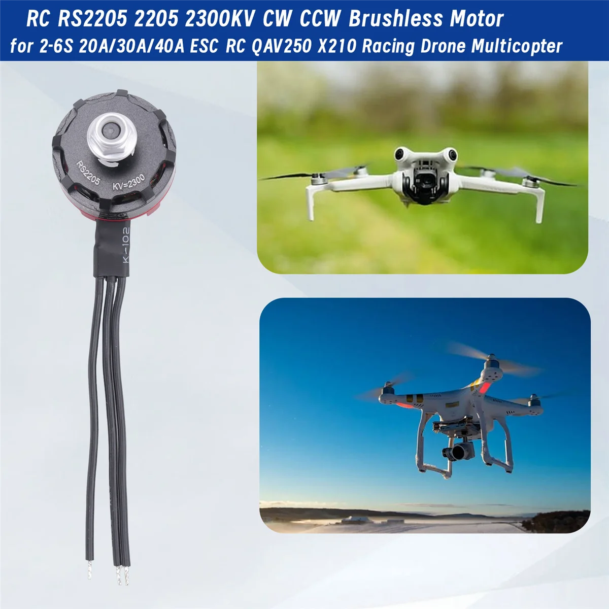 Jeu de 4 moteurs RS2205 2300KV CW/CCW pour FPV Racing