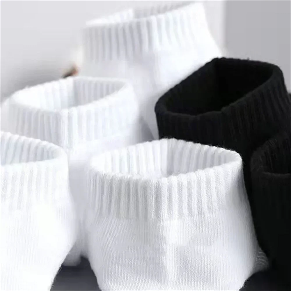 Premium Cotton Unisex Ankle Socks - Classic Black & White, High-Quality Summer/Autumn Collection (10 Pairs)