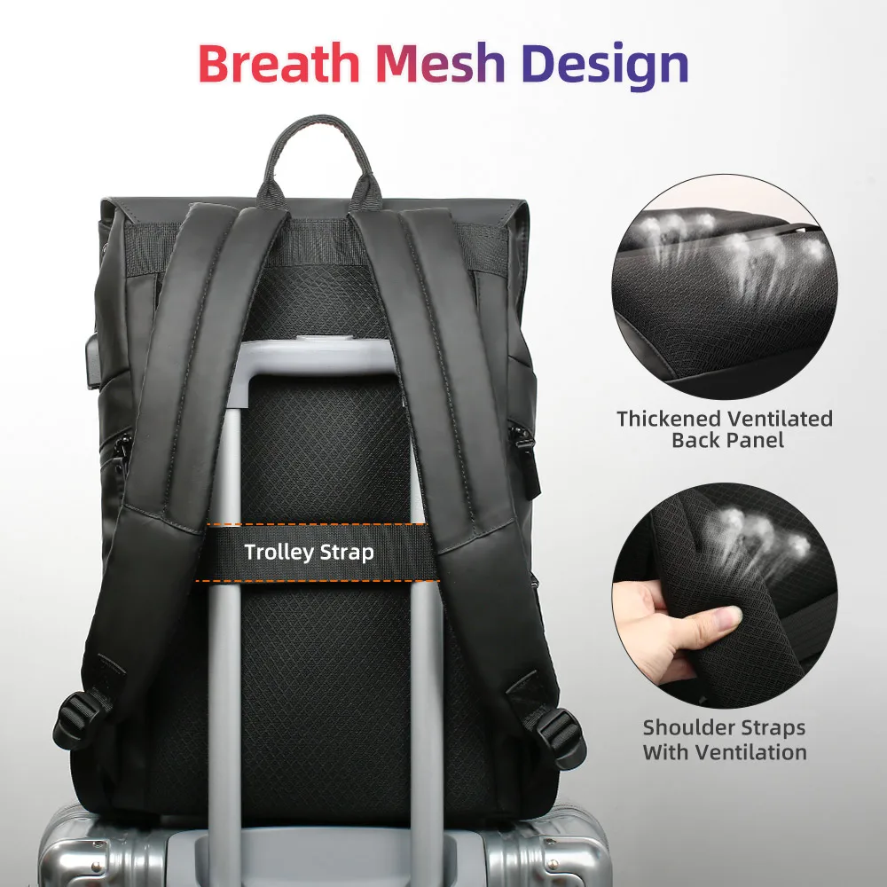 HcanKcan Casual Waterproof Backpack for Men's Business Travel 15.6“ Laptop Backpack USB Charging Fashion Luxury brand Women Pack