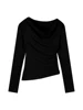 ay ort Svel T-irt Women's Tight Fit Long Sve One-oulder Base ort Length Irregular Top Korean Sle Commute
