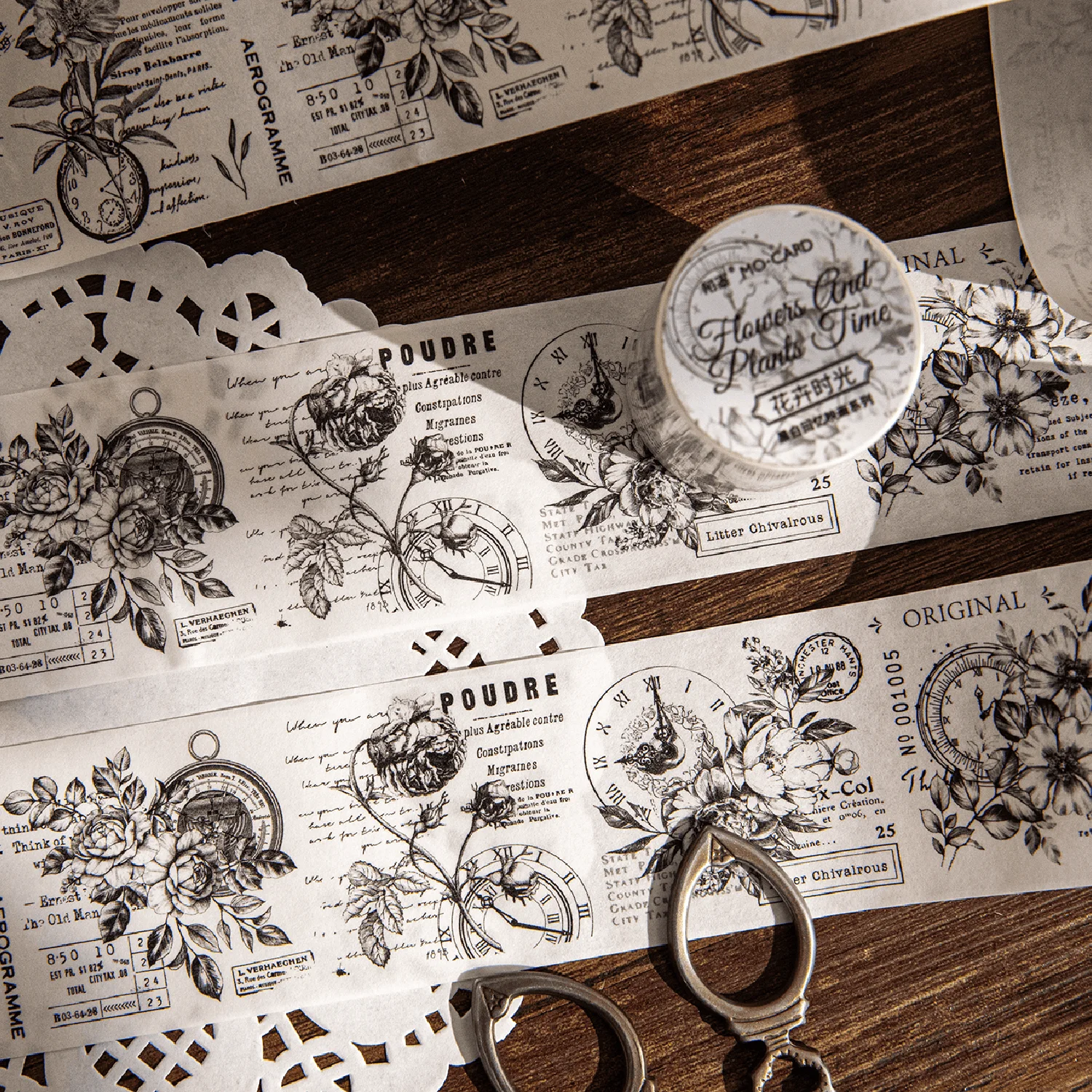 Journamm 30mm/40mm/50mm*2m Vintage Washi Tapes Flower Butterfly DIY Scrapbooking Art Collage Junk Journal Craft Tapes Stationery 3