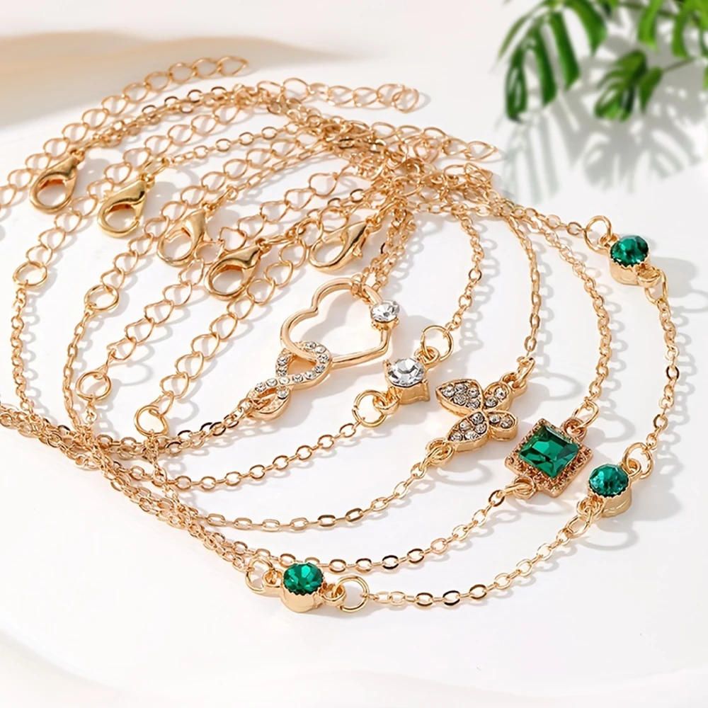 5 قطع أنيقة من اليشم المتلألئ على شكل فراشة مربعة...