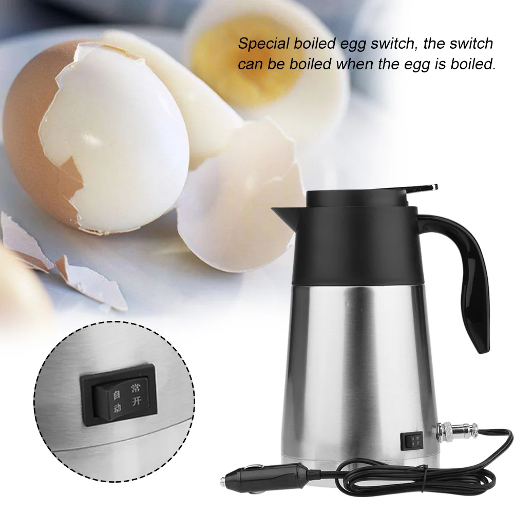 24V Water Kettle, Portable 1200ml Large Capacity 12/24V Car Truck Kettle Water Heater Bottle for Travel 5