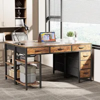 Computer Desk with 6 Drawers, 47 Inch Office Desk with Shelves, Computers Desks 1