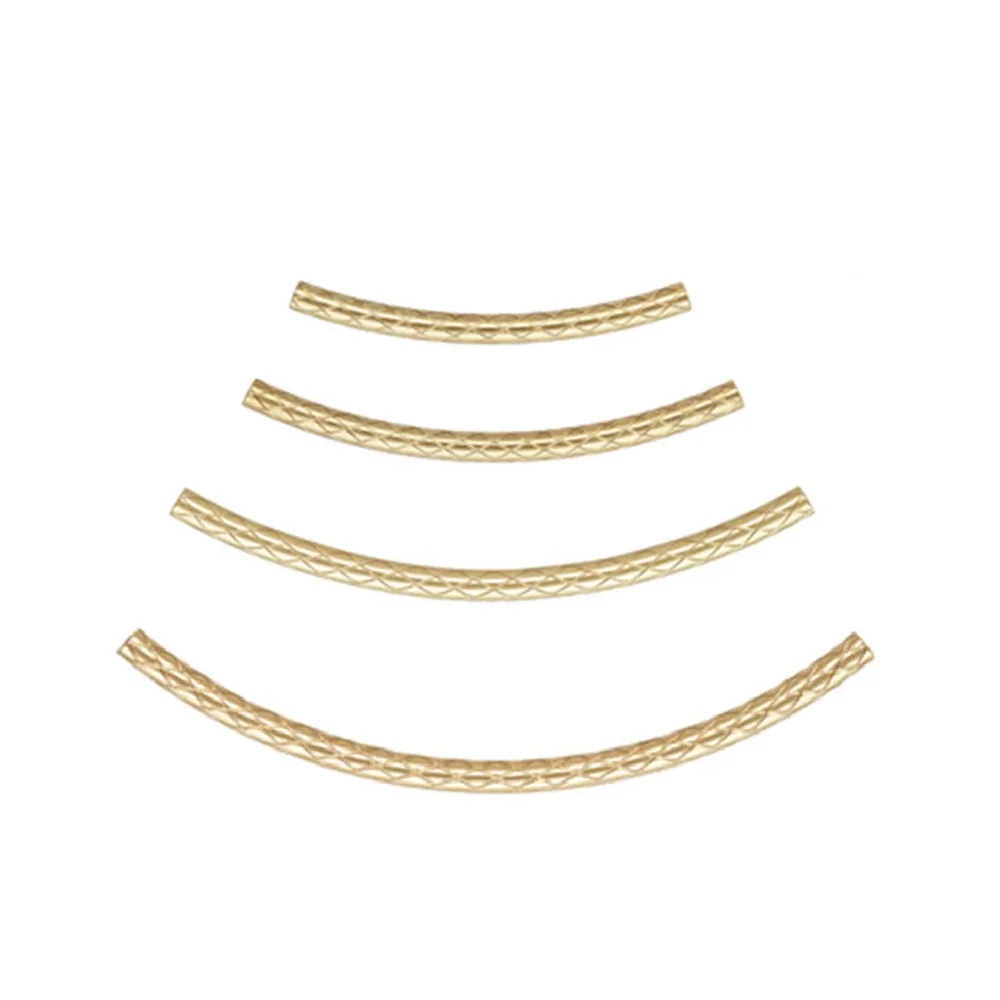 10pcs 14k Gold Filled Quilted Curve Tube Beads For Jewelry Making 20mm