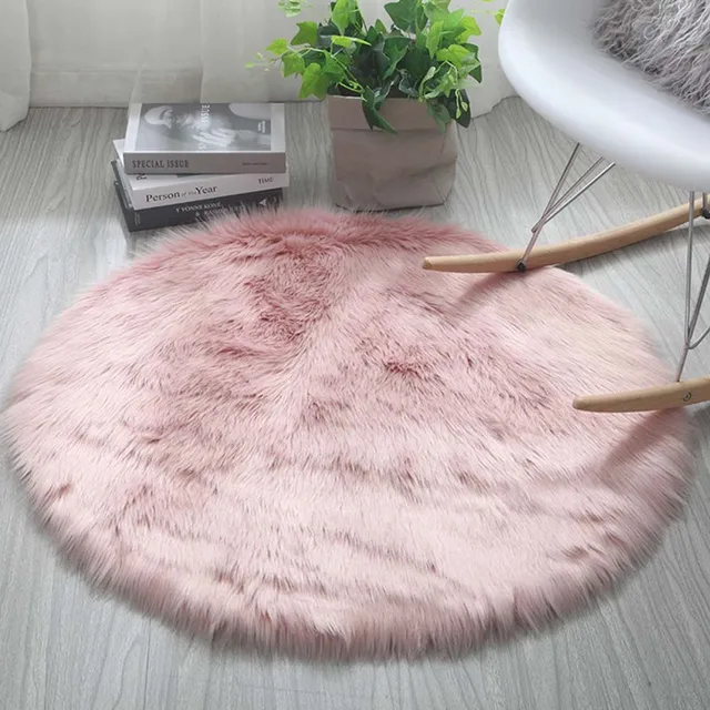 Round Faux Fur Fluffy Rug 5