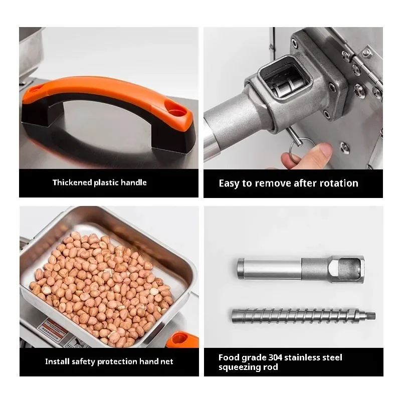 Oil Press Machine Stainless Steel Automatic Household Cold Rolling Hot Oil Press 220V Environmental Protection Saving Oil Fryer 6