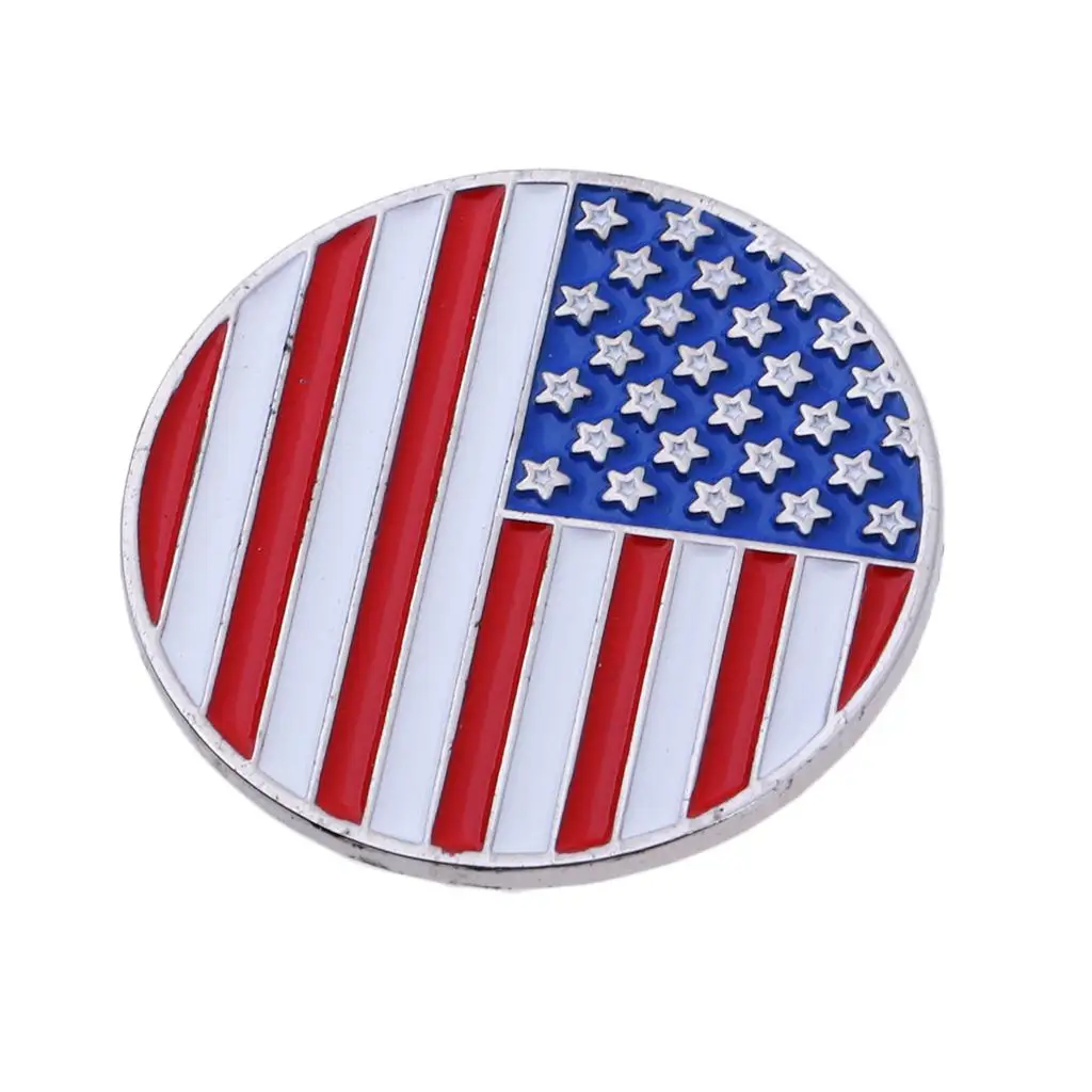 Golf Ball Marker With Hat Clip "American Flag" 24mm for Ball Marker
