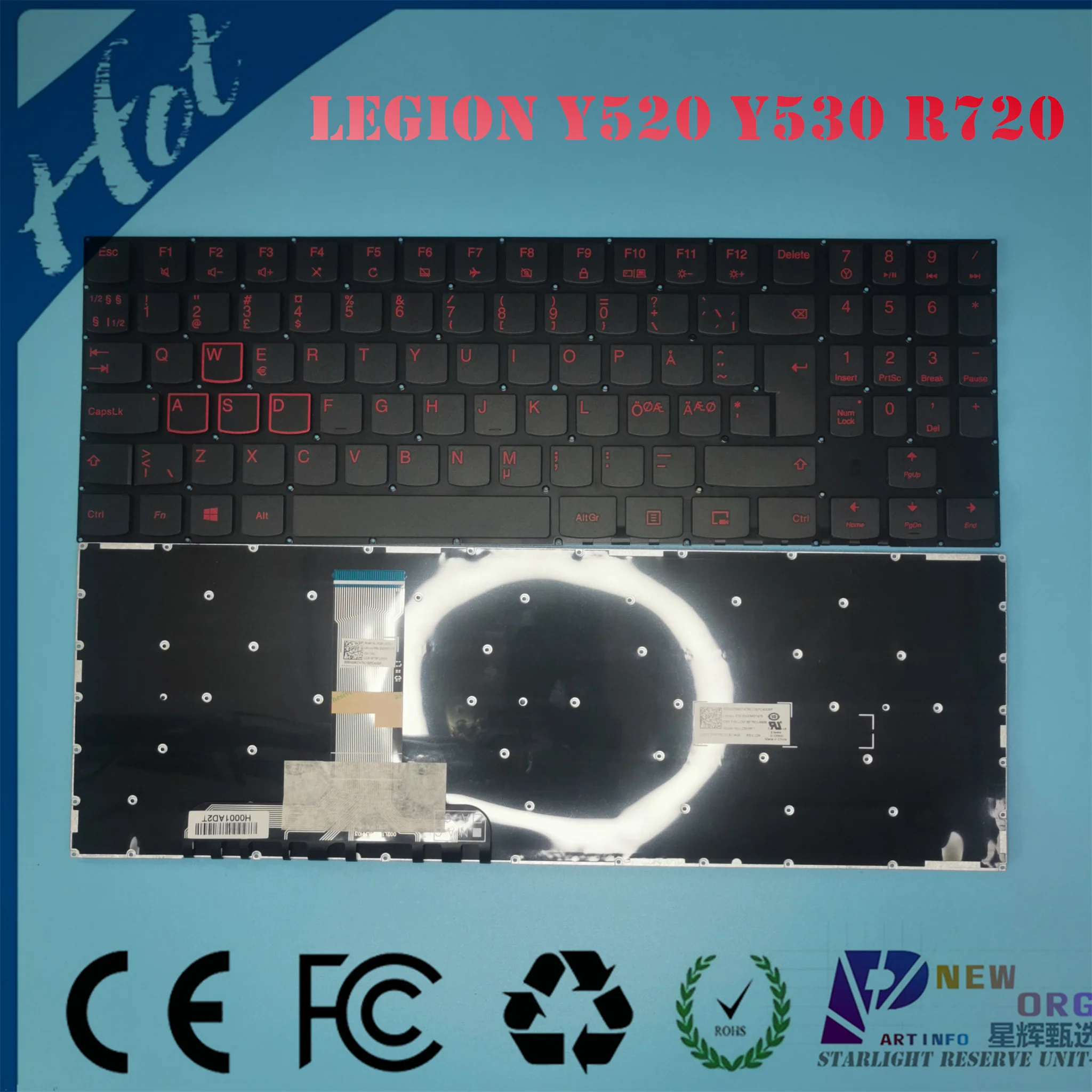 Teclado para Notebook para Lenovo Legion Eua ui Reino Unido gb Cf-e ne nd Y520 Y52015ikb Y720 Y720-15ikb Series Vermelho Sn20m27446 - Imagem 6