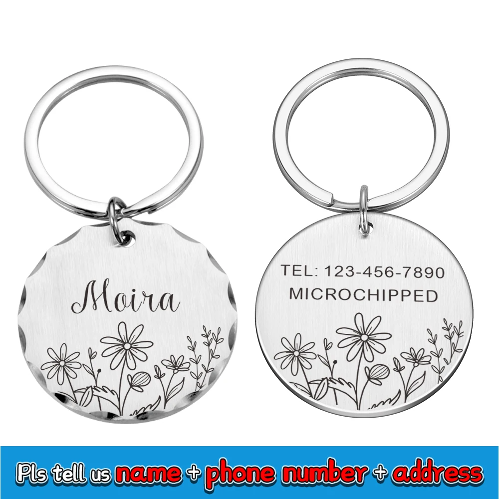 Pet ID Tags Lace Pet Dog Cat Collar Accessories Dogs Name Tags Personalized ID Tag Pendant Customized Free Engraved Anti-lost 