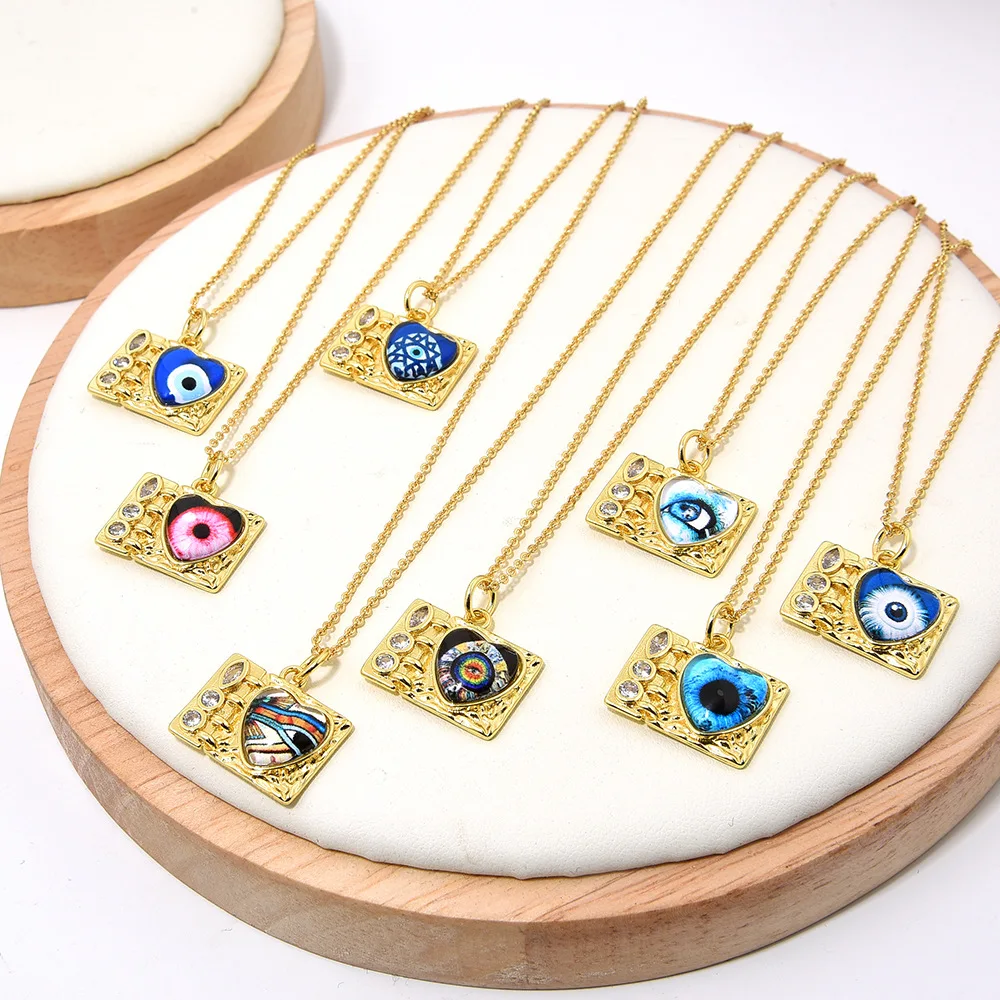 

HIYEE Devil's Eye Letter Pendant O Chain Stainless Steel Non-fading Waterproof Necklace Charms For Women's Jewelry Making