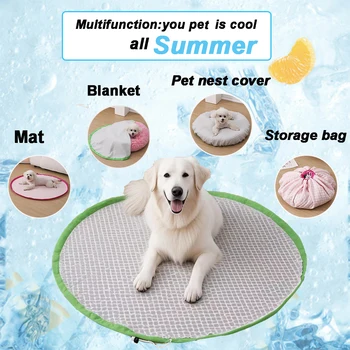 Adjustable Breathable Cooling Dog Bed Cover Summer Cooling Cat Mat Dog Mat Drawstring Storage Bag Multifunction Pet Mat Cat Bed 1