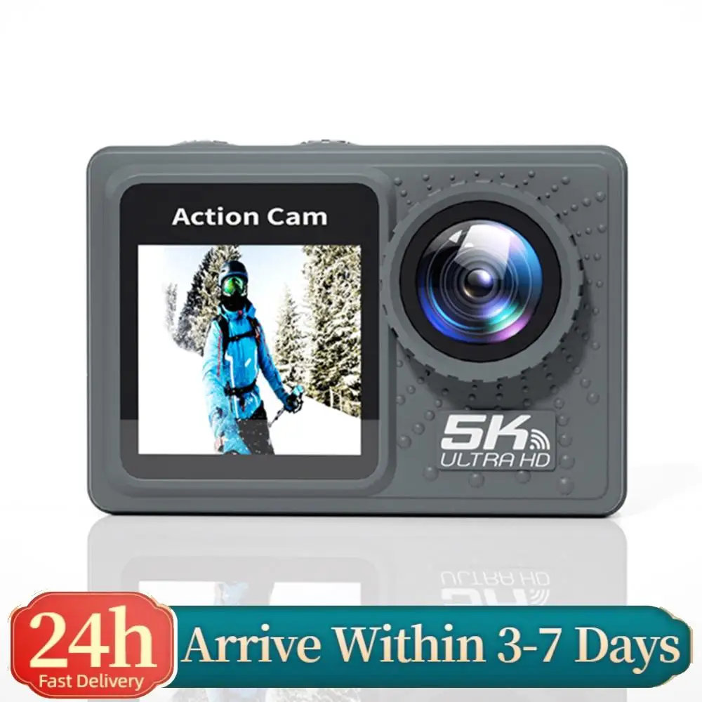 Action Camera 5K 4K 60FPS Anti-shake WIFI per Ciclismo Outdoor con Doppio Schermo 170° ° Telecamera Grandangolare Impermeabile fino a 30m con Telecomando