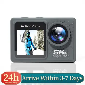 Action Camera 5K 4K 60FPS Anti-shake WIFI per Ciclismo Outdoor con Doppio Schermo 170° °   Telecamera Grandangolare Impermeabile fino a 30m con Telecomando