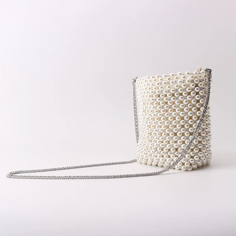 Handmade Women Pearl Bags Designer Beaded Shoulder Bags Charm White Pearls Crossbody Bag Luxury Evening Clutch Purse Lady 2020
