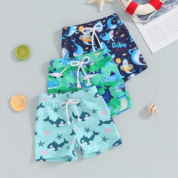 Shark Print Swim Trunks 1