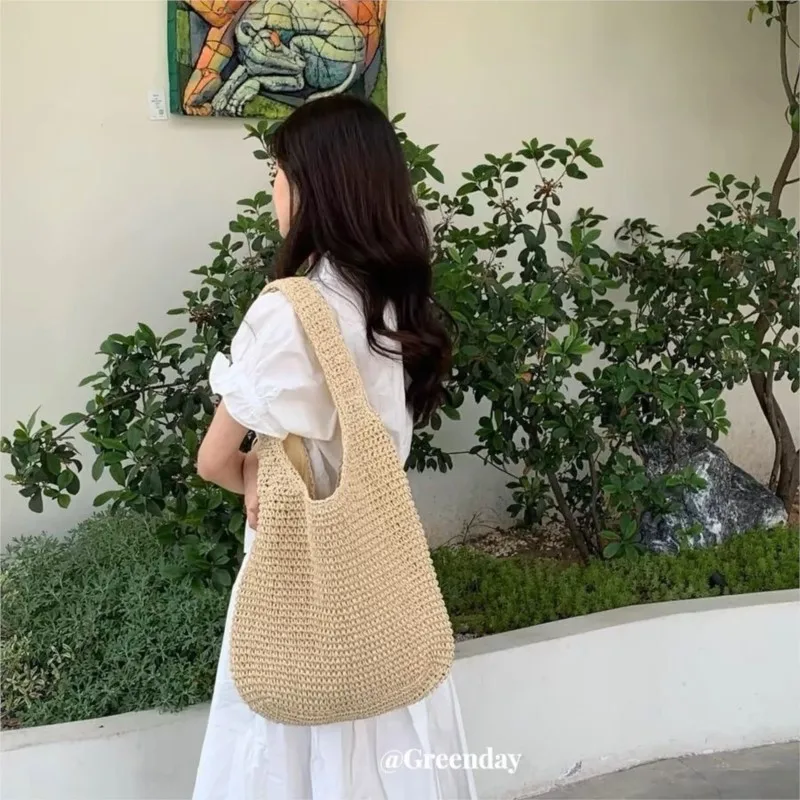 JIAERDI Beach Vacation Woven Shoulder Bags Purse Women Summer Large Capacity Tote Bag Female Holiday Harajuku Straw Handbag 2025