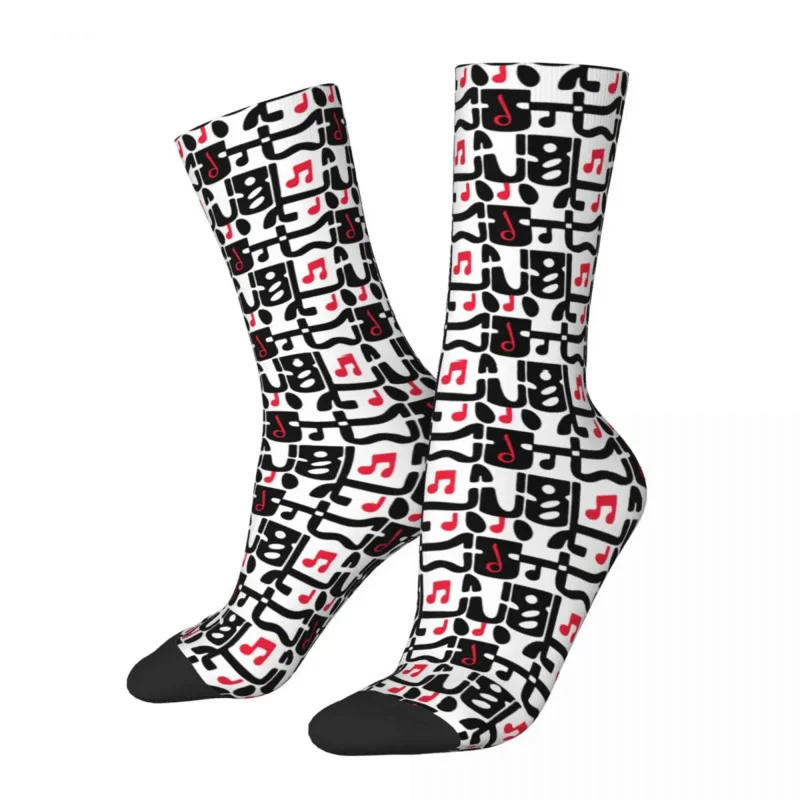 

Crazy Design Musical Note Pattern Skateboard Socks Music Lover Polyester Middle Tube Socks for Women Men Non-slip