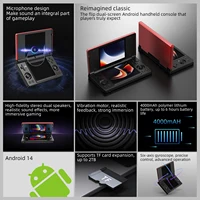 Console de jeu portable RG DS, écran tactile double IPS de 4 pouces, processeur RK3568, Android 14, interrupteur magnétique à effet Hall, lecteur vidéo Fliptop 3