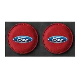 Set of 2 Non - Slip Waterproof Heat - Resistant Car Cup Mats (Red For Ford)