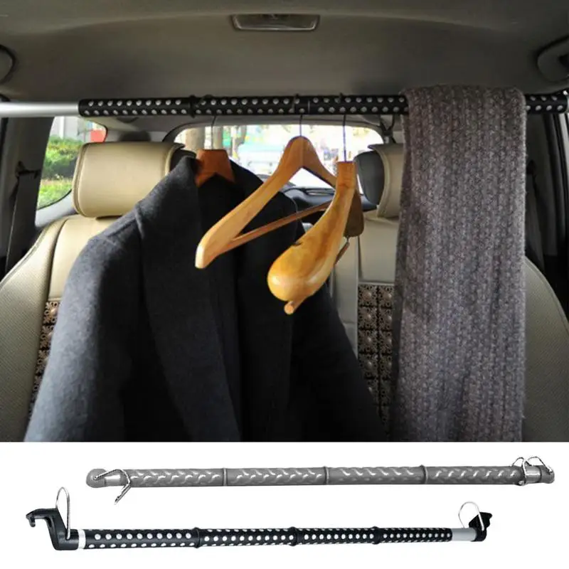 Car Clothes Rack Telescopic Clothing Rod Clothing Organizer Rack Storage Suit Rod For Most Cars Trucks SUVs RVs