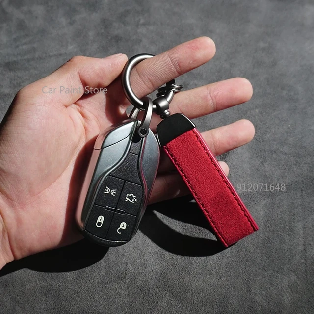 Auto Metall Leder Wildleder Styling Power Emblem Keychain