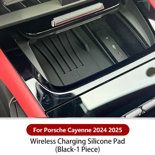 For Porsche Cayenne 2024 2025 2026 Silicone Car Wireless Charging Pads Center Console Organizer Cup Holder Insert Accessories - Image 11