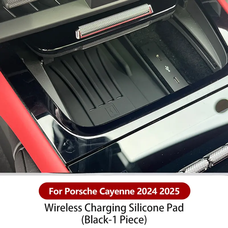 For Porsche Cayenne 2024 2025 2026 Silicone Car Wireless Charging Pads Center Console Organizer Cup Holder Insert Accessories - Image 11