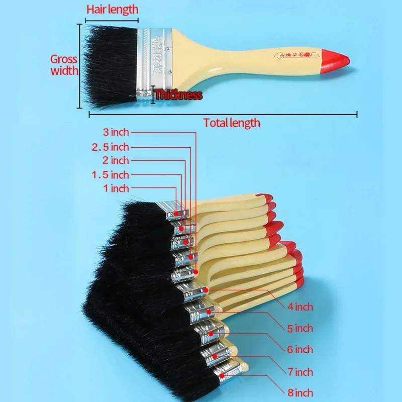 Home Decor Oil Brushes Painting Tools Pig Bristle Industrial Brushes Art Supplies Cleaning & Dusting Various Sizes