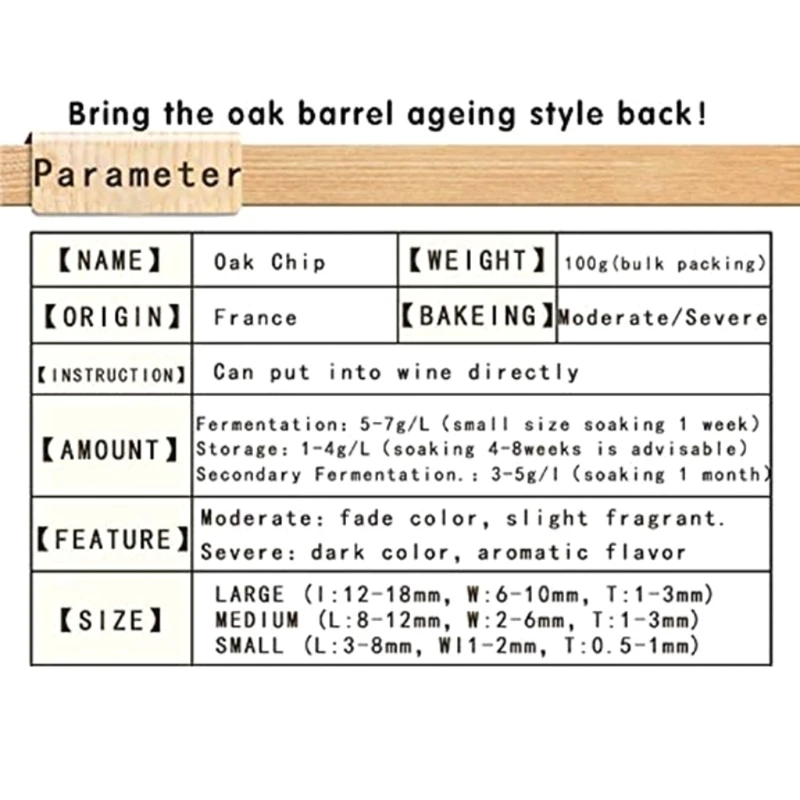 80g Oak Chips Household Brewing Brandy Wine Making Accessory Toasted Oak Chips Winery Winemaking Supply