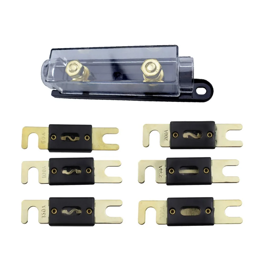 Auto Accessories Bolt-on Fuse Holder ANL 50A/80A/100A/250A/300A Car Fuse Box Transparent Holder Distribution