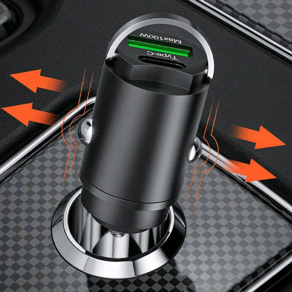 100 واط شاحن سيارة أخف PD شحن سريع USB نوع C سيارة مهايئ شاحن الهاتف آيفون 15 14 13 شاومي هواوي سامسونج