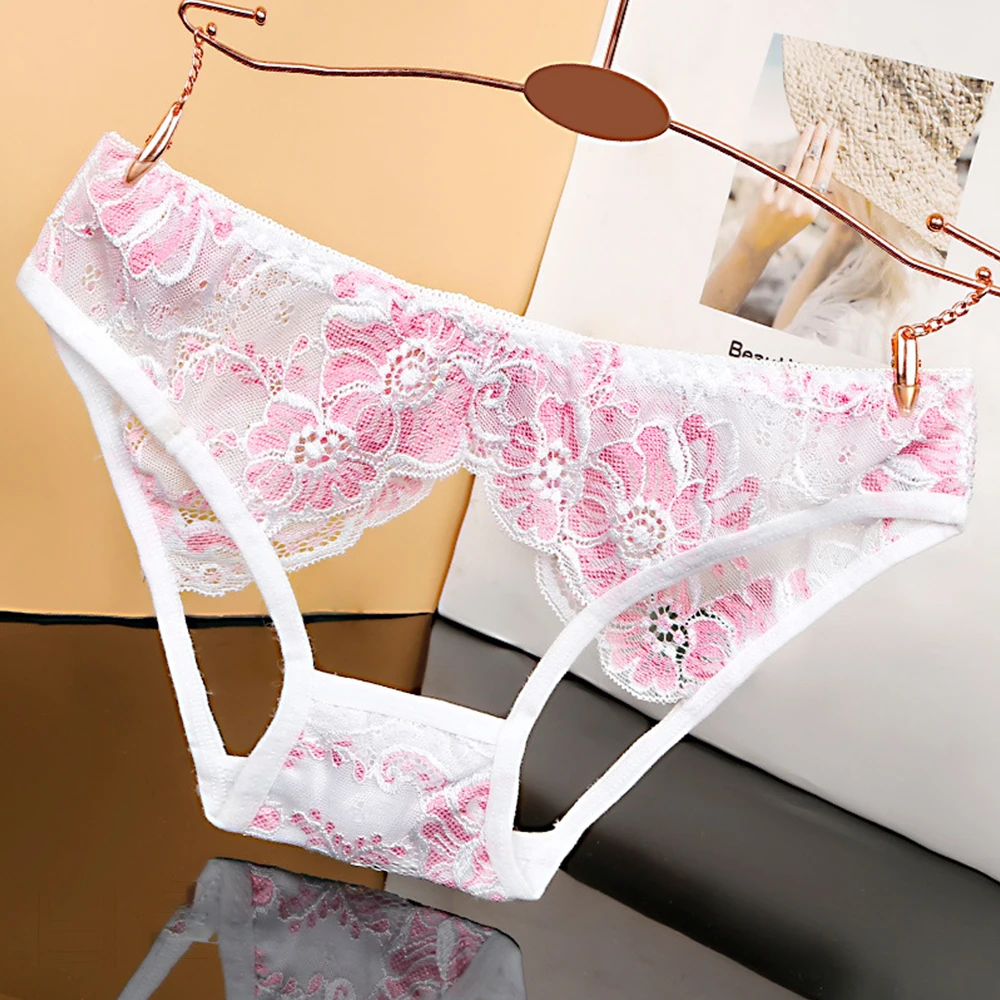 Bragas de encaje sin costuras para mujer, ropa interior transpirable, Tanga bordado, calzoncillos huecos, calzoncillos elásticos, lencería Sensual