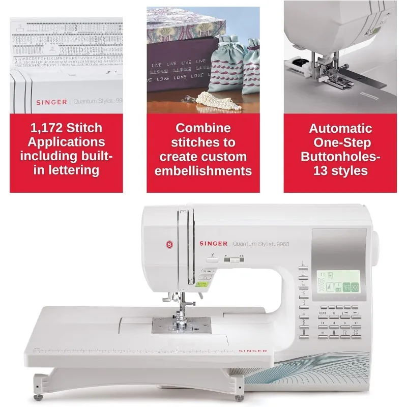 Quantum Stylist 9960 Hard  Case & Accessory Kit | 600 built-in stitches & Lettering, LED Light & High-End Touch buttons 3