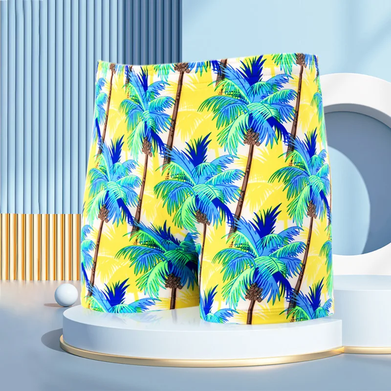 New Fashionable men's printed beach pants quick drying flat angle shorts swimming casual beach vacation swim shorts pants