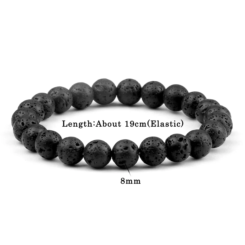 Men women energy beaded bracelet 8mm natural tiger eye stone lava rock agates stretch bangle yoga healing jewelry gift
