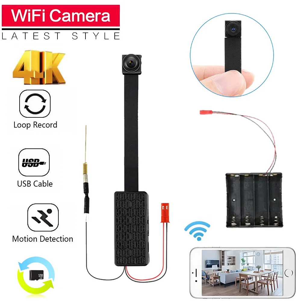 4K DIY Mini Wifi Camera P2P Remote Control Wireless Camera Real-time Home Security Motion Detection Video Surveillance Camcorder