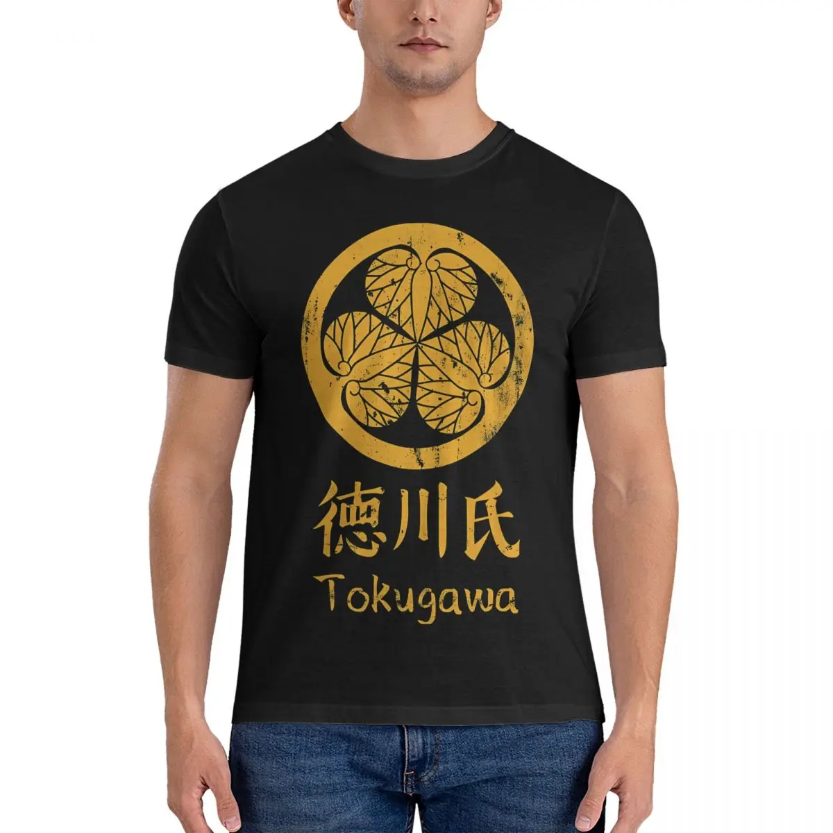 thumbnail image 1 of Camisetas Tokugawa para hombre, con el logotipo del clan japonés, camisetas locas, de manga corta y cuello redondo, de algodón puro estampado., 1 of 7