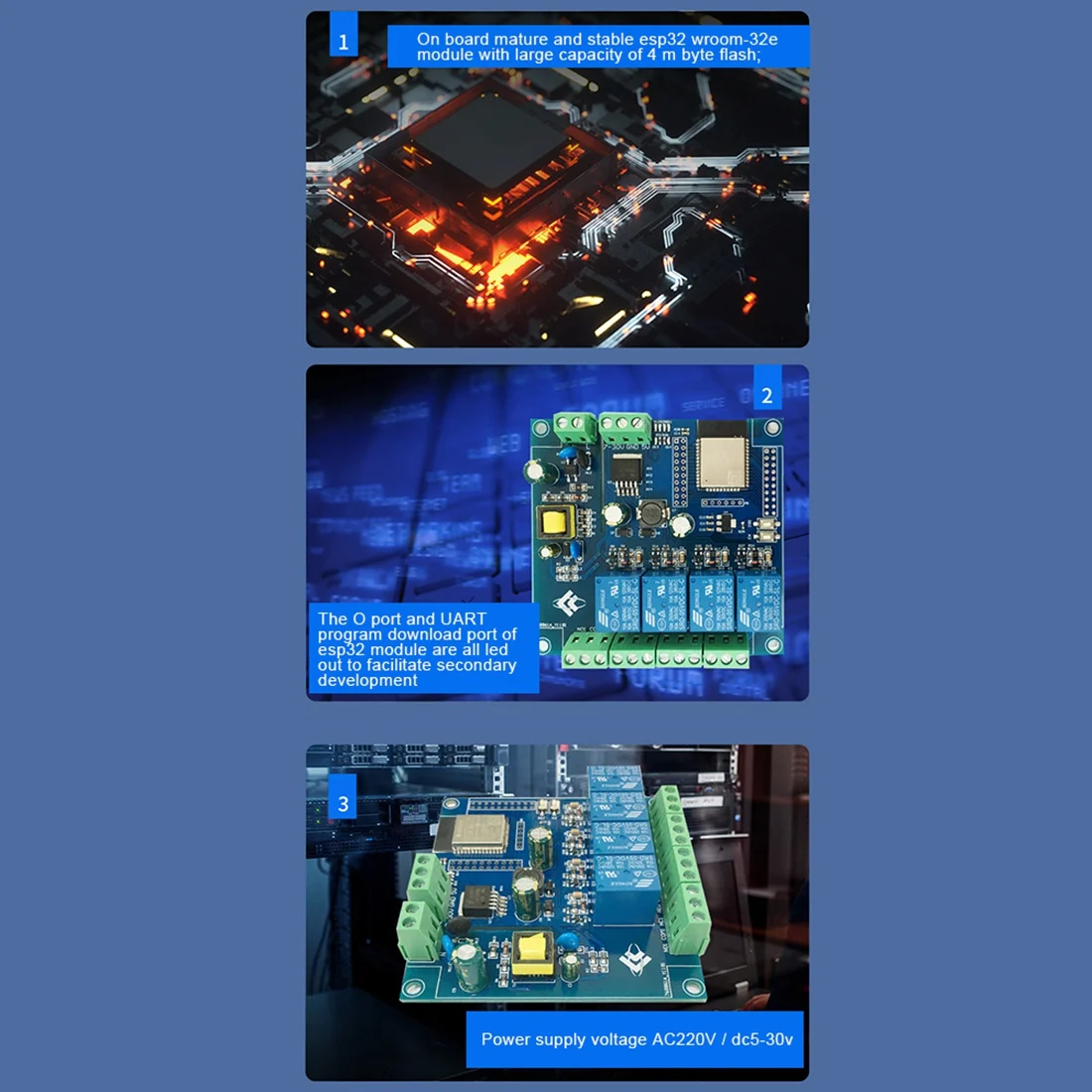 AC 220V/DC 5-30V  ESP32 WIFI      ESP32-WROOM   1/O