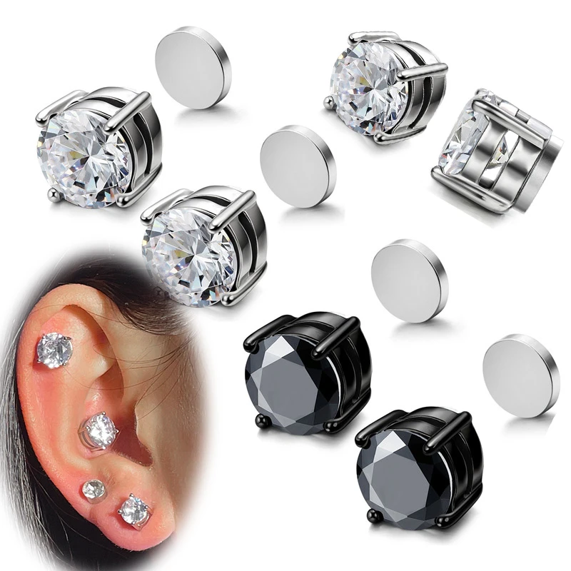 Pendientes con imán magnético para hombre y mujer, aretes de de de fácil uso, color blanco y sin agujero para la oreja, 1 pieza, regalo| - AliExpress