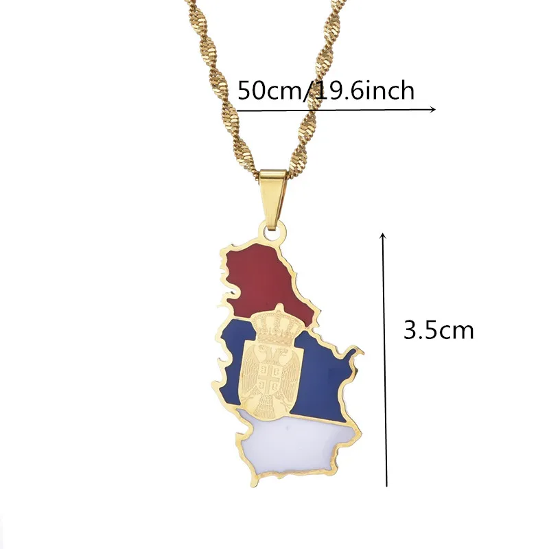 Serbia Eagle Map Flag Pendant Necklaces for Women Men Srbija Jewelry Serbian 2